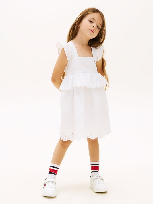 Tommy Hilfiger White Broderie Anglaise Tiered Gathered Dress image 1
