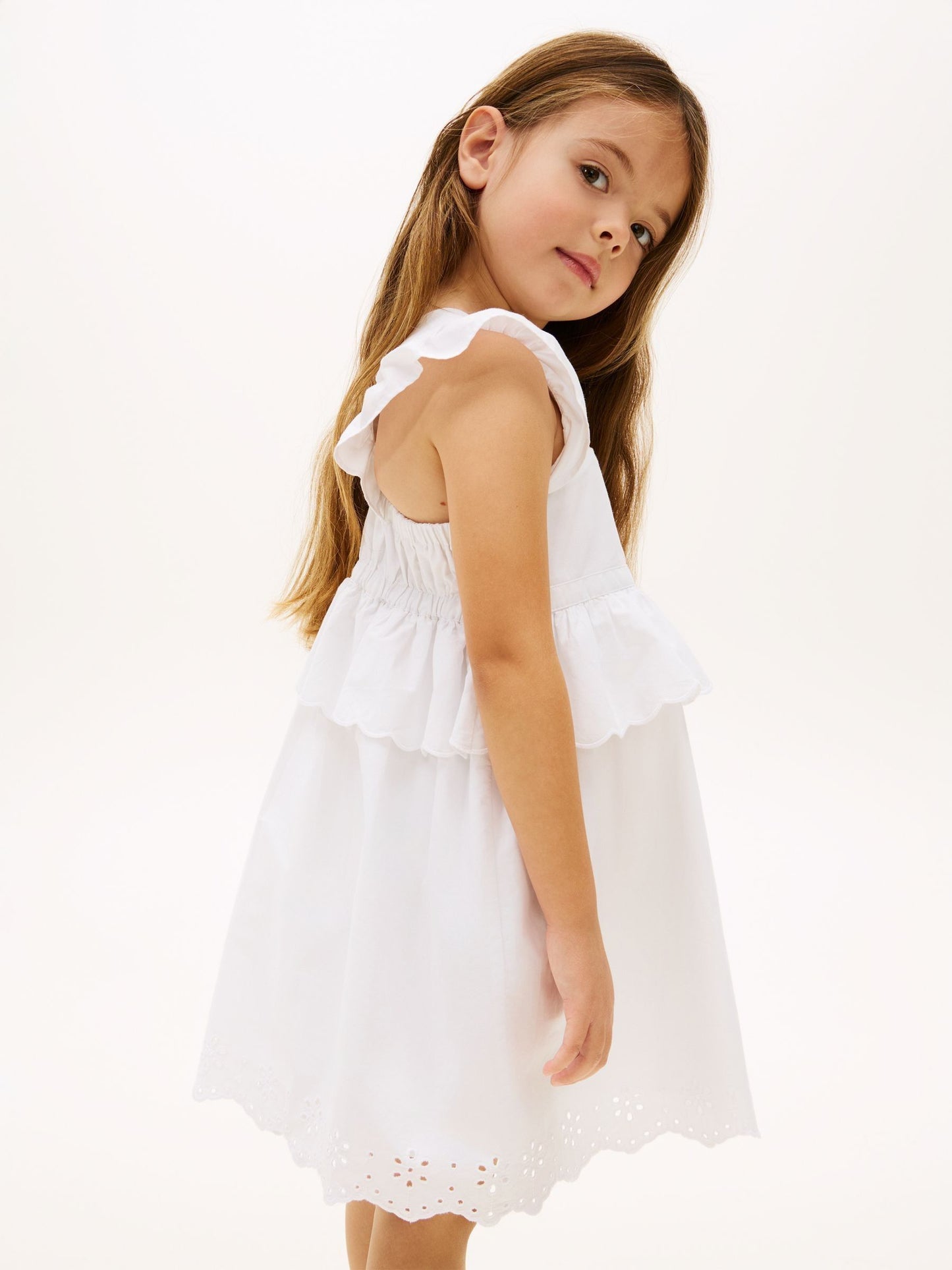 Tommy Hilfiger White Broderie Anglaise Tiered Gathered Dress image 2