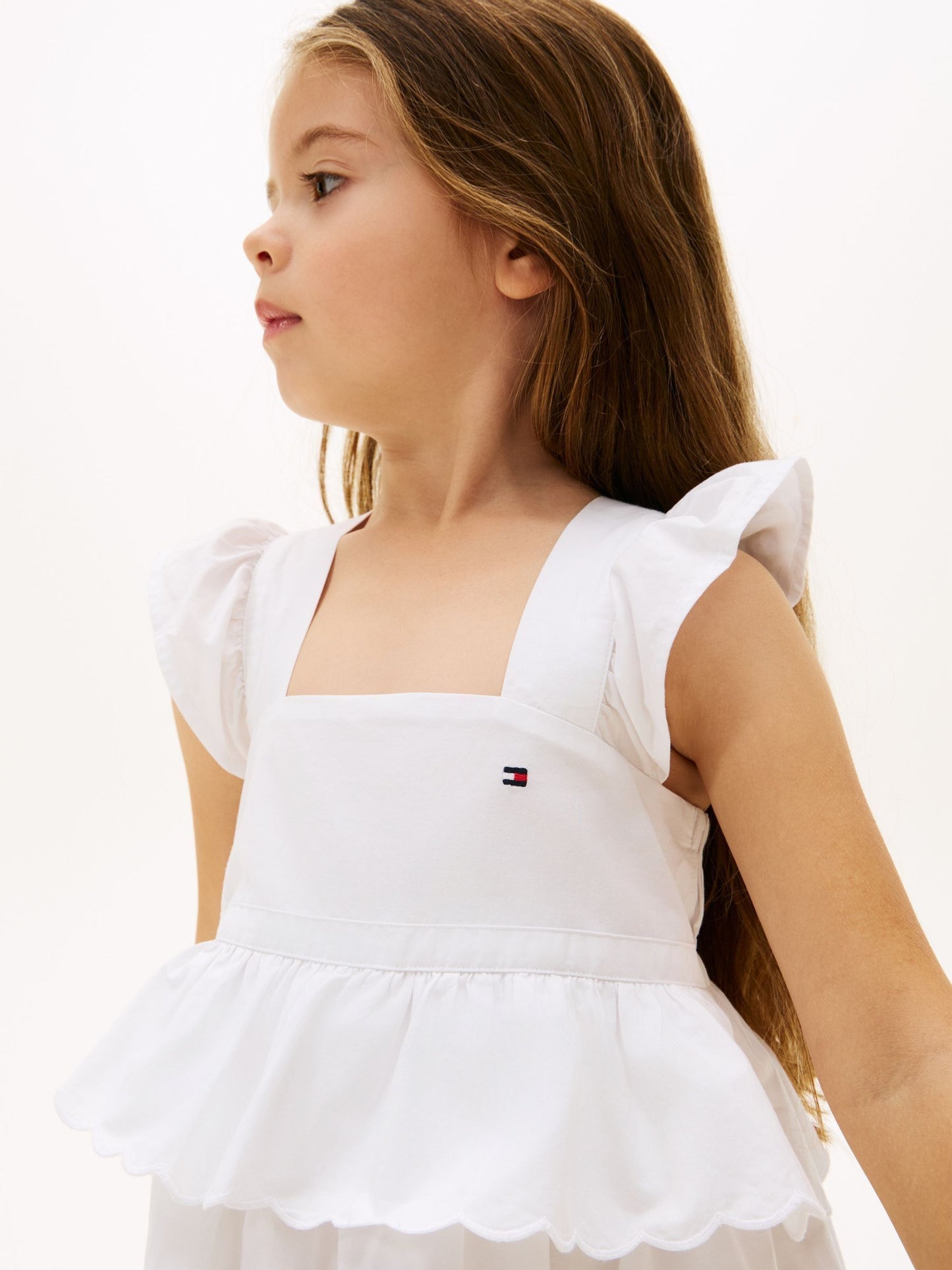Tommy Hilfiger White Broderie Anglaise Tiered Gathered Dress image 3