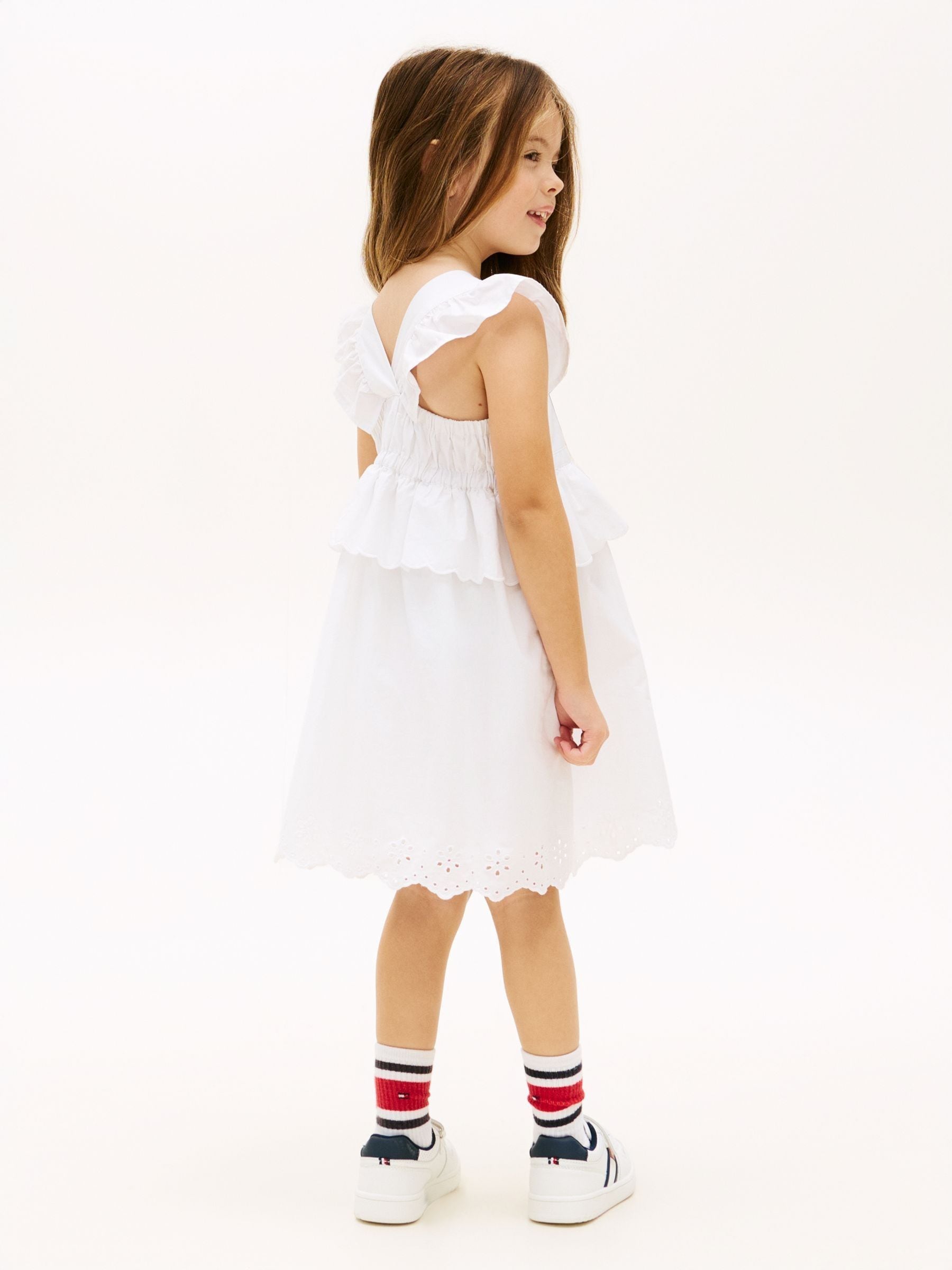 Tommy Hilfiger White Broderie Anglaise Tiered Gathered Dress image 4