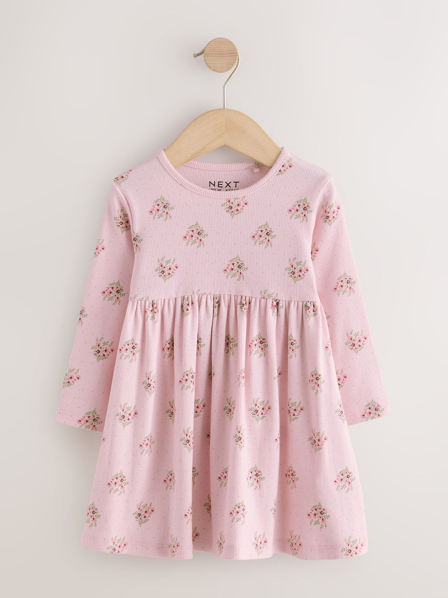 Dsiney Kidz - Pink Floral Long Sleeve Ribbed Dress (3mths-7yrs) image 5
