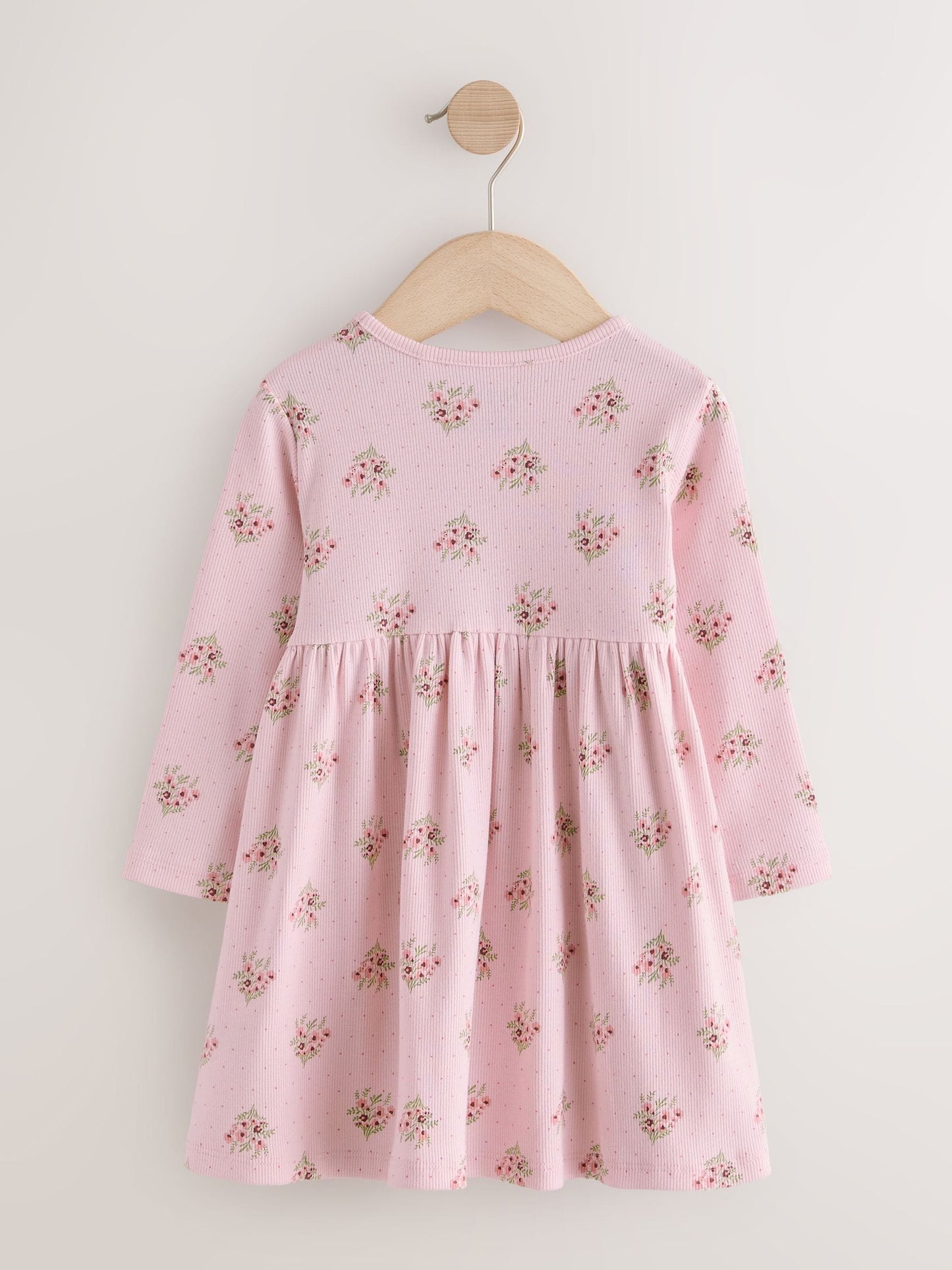 Dsiney Kidz - Pink Floral Long Sleeve Ribbed Dress (3mths-7yrs) image 6
