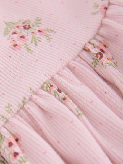 Dsiney Kidz - Pink Floral Long Sleeve Ribbed Dress (3mths-7yrs) image 7