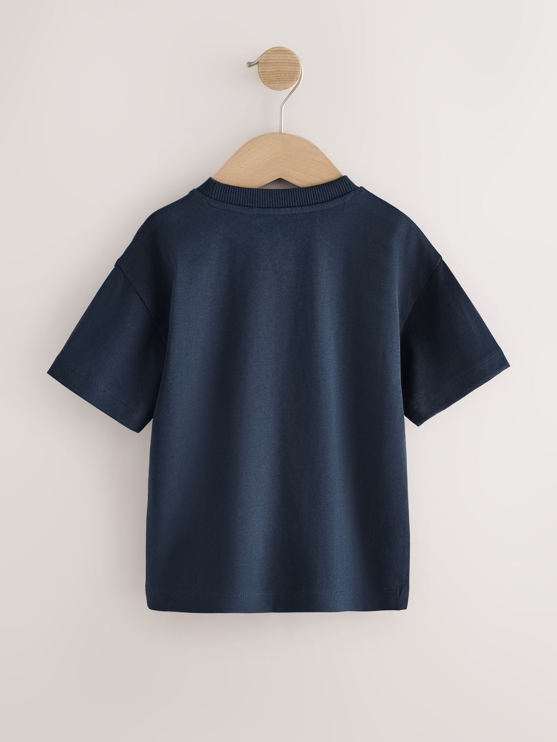 Navy Short Sleeve Football Slogan T-Shirt (3mths-7yrs) image 2