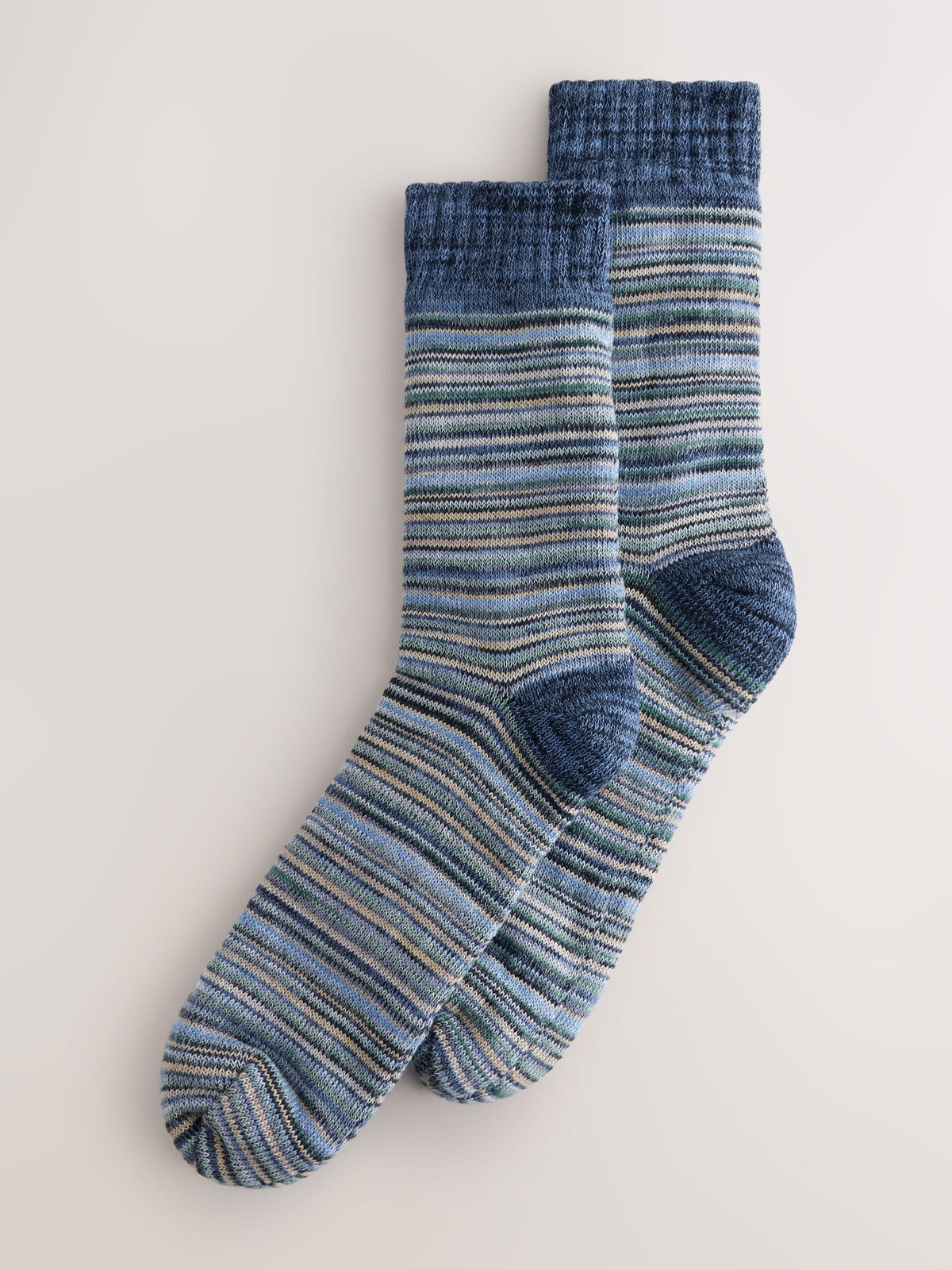 Blue/ Neutral Ombre Stripe Slipper Socks With Grippers 1 Pack - image 1