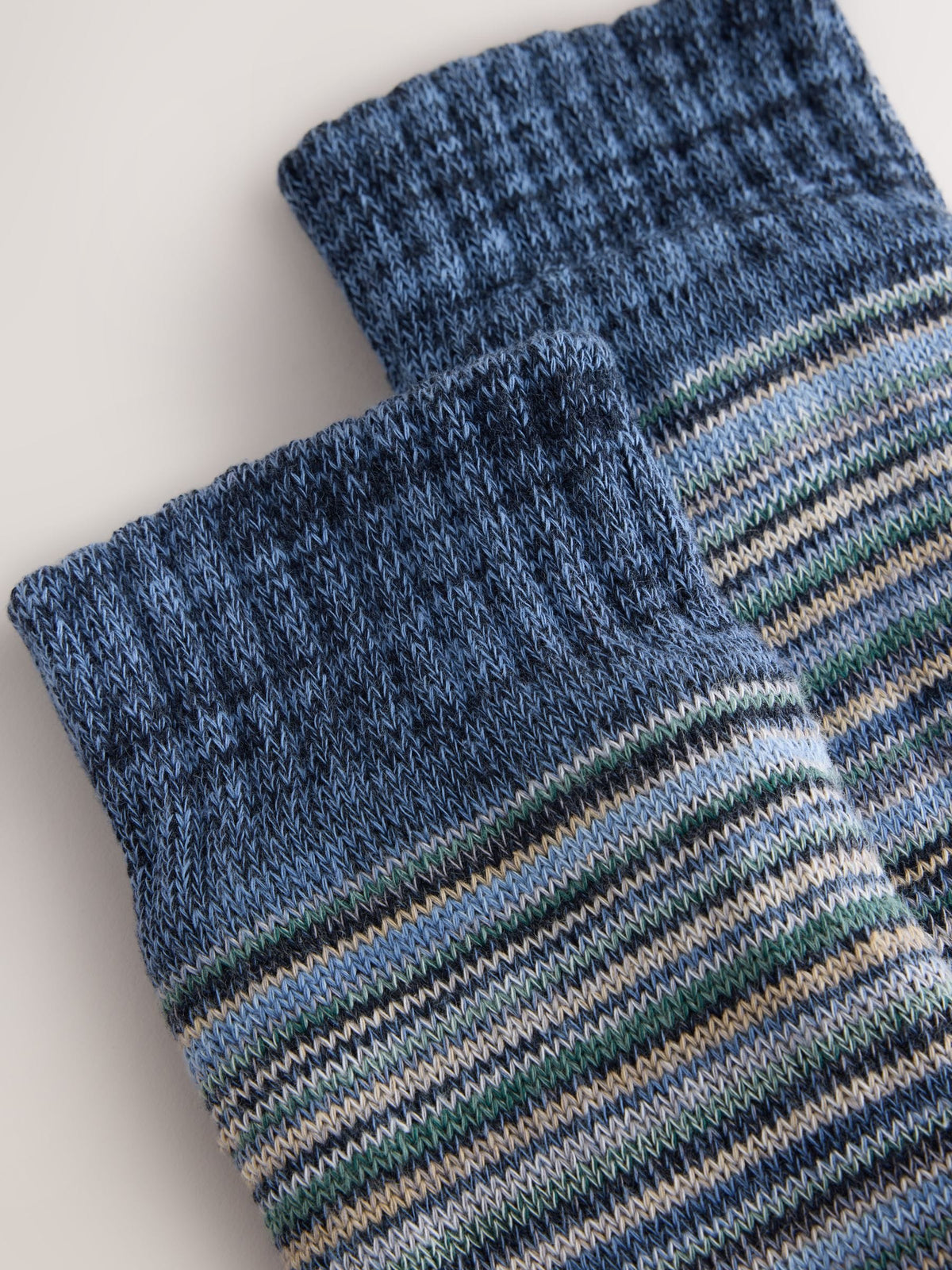 Blue/ Neutral Ombre Stripe Slipper Socks With Grippers 1 Pack - image 2