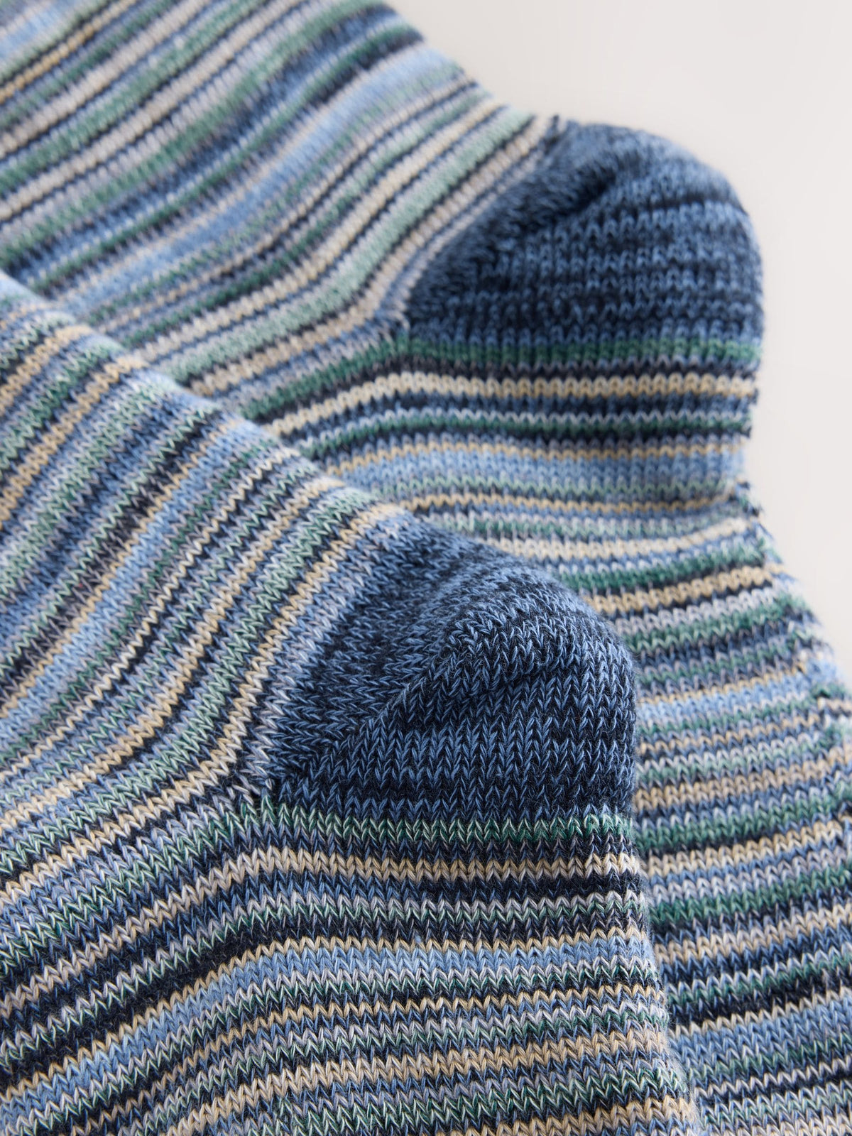 Blue/ Neutral Ombre Stripe Slipper Socks With Grippers 1 Pack - image 3