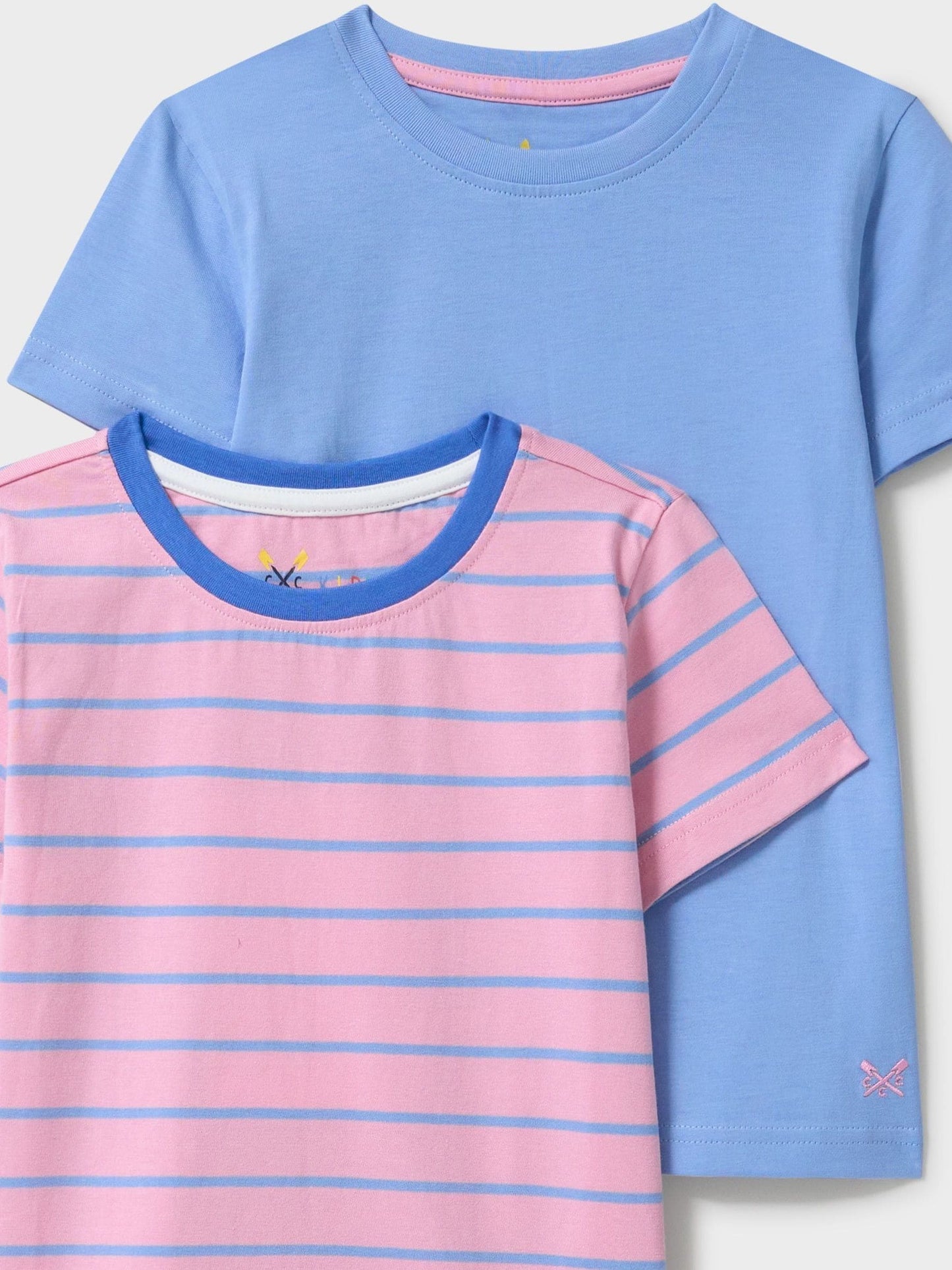 Dsiney Kidz - Crew Clothing Pink Plain & Stripe Crew T-Shirts 2 Pack image 3