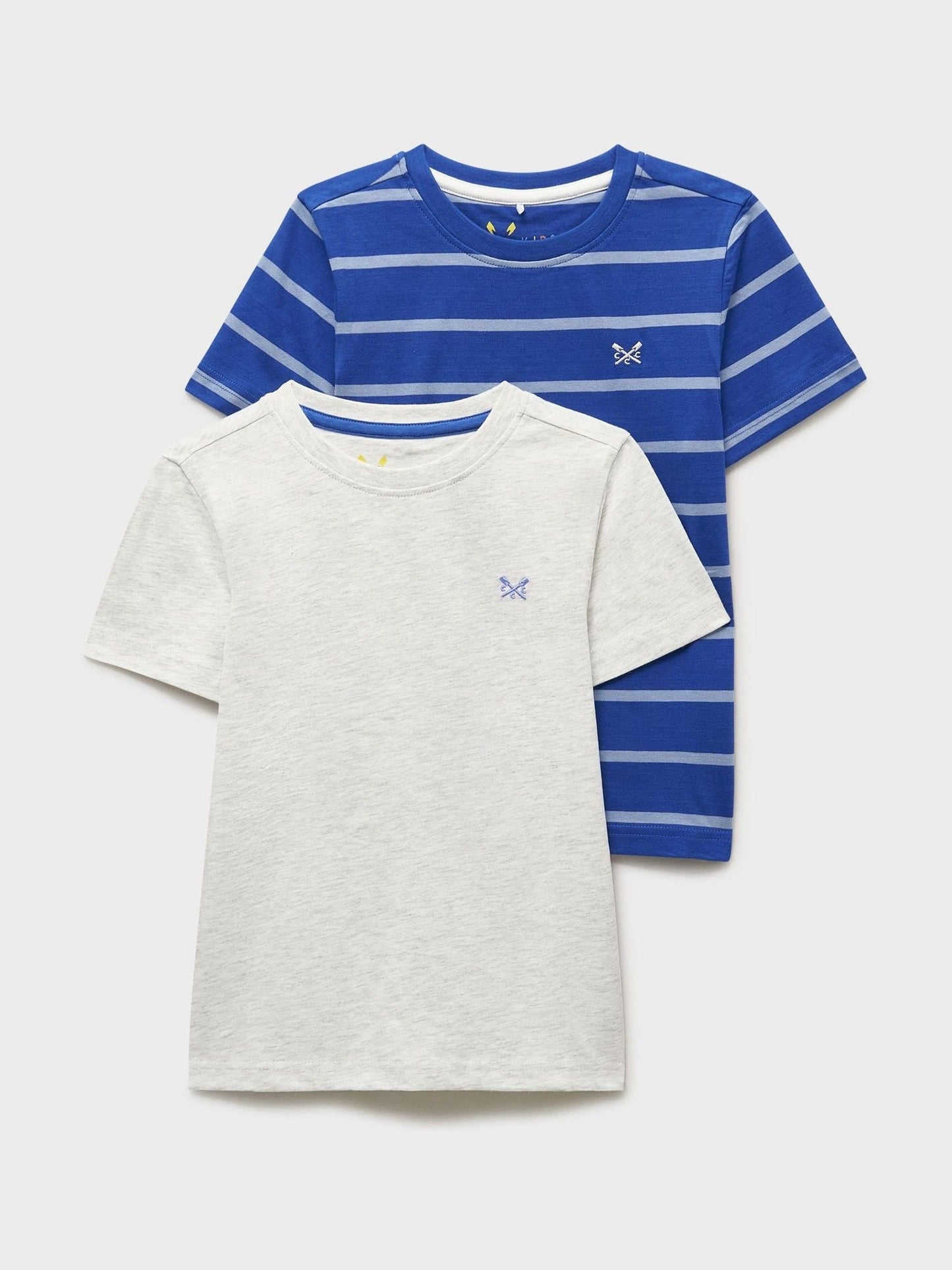 Dsiney Kidz - Crew Clothing Grey Stripe & Plain Classic T-Shirts 2 Pack image 1
