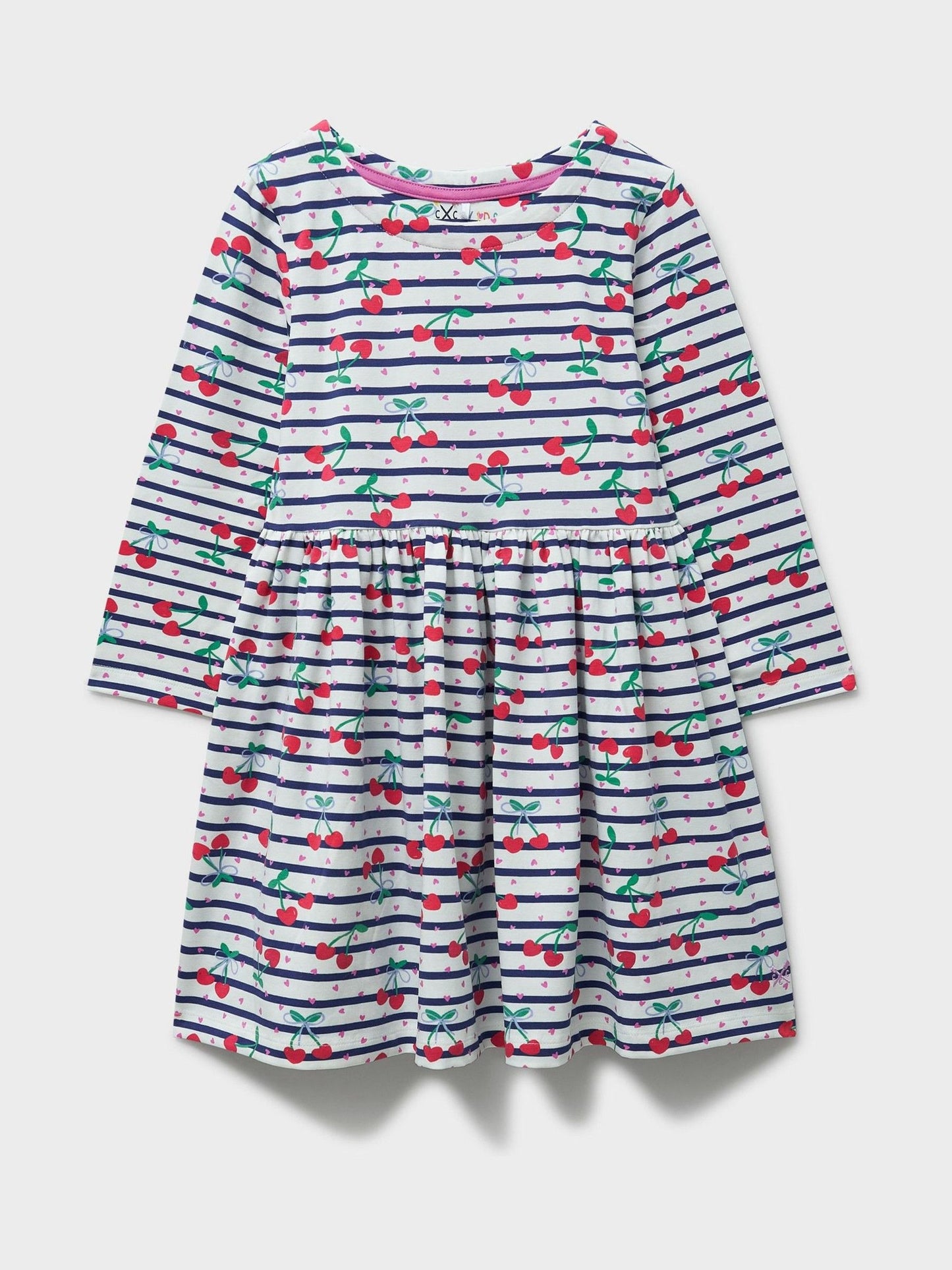 Crew Clothing Blue Classic Long Sleeve Striped Jersey Dress image 1