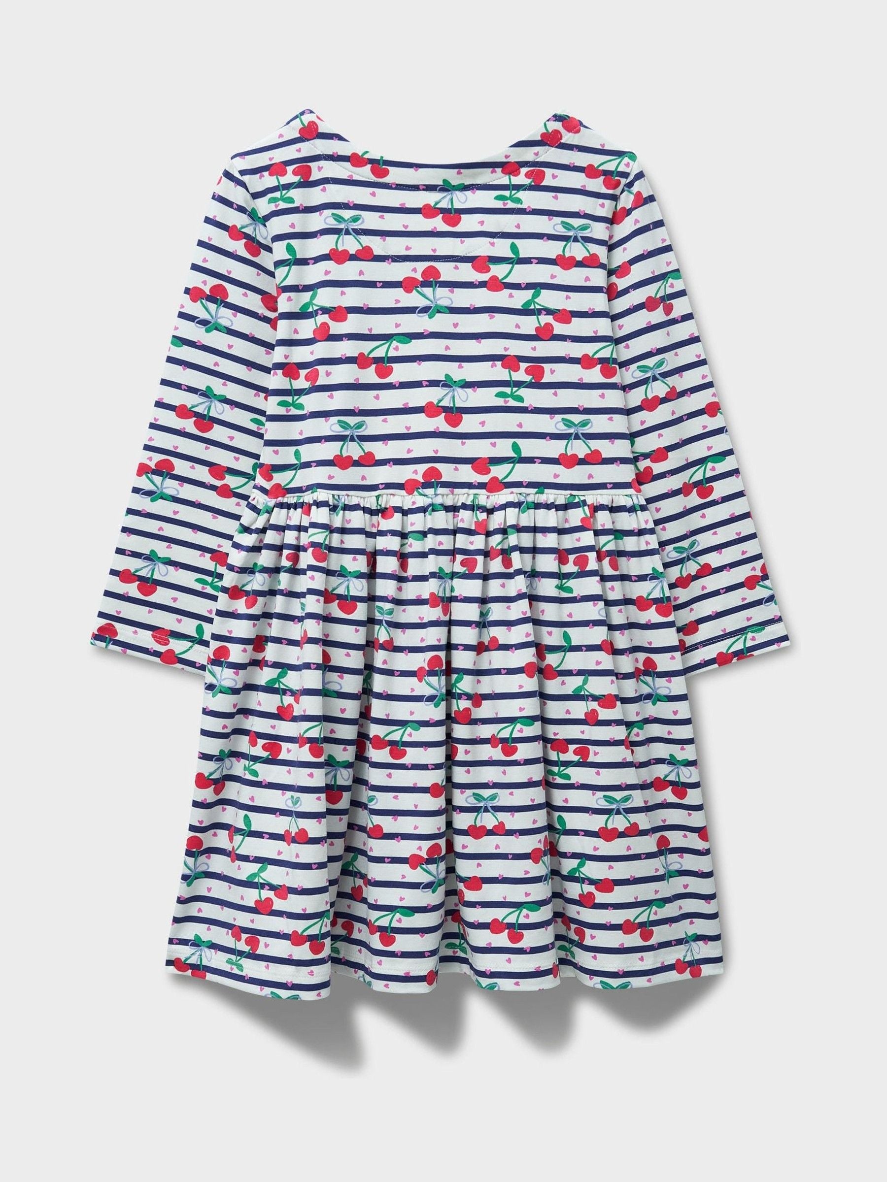 Crew Clothing Blue Classic Long Sleeve Striped Jersey Dress image 2