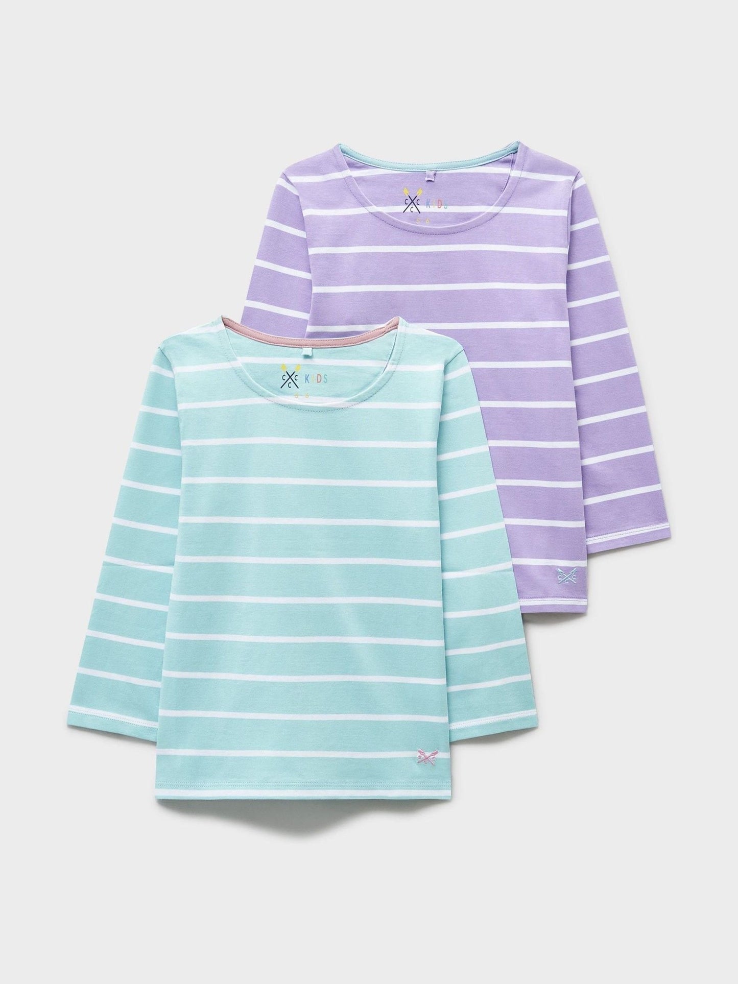 Dsiney Kidz - Crew Clothing Green Striped Cotton Breton Tops 2 Pack image 1