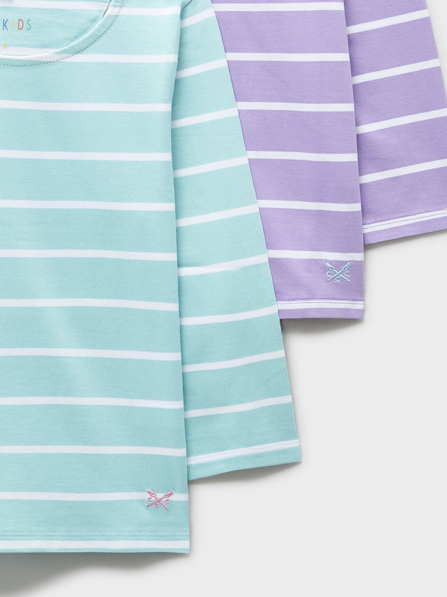 Dsiney Kidz - Crew Clothing Green Striped Cotton Breton Tops 2 Pack image 3