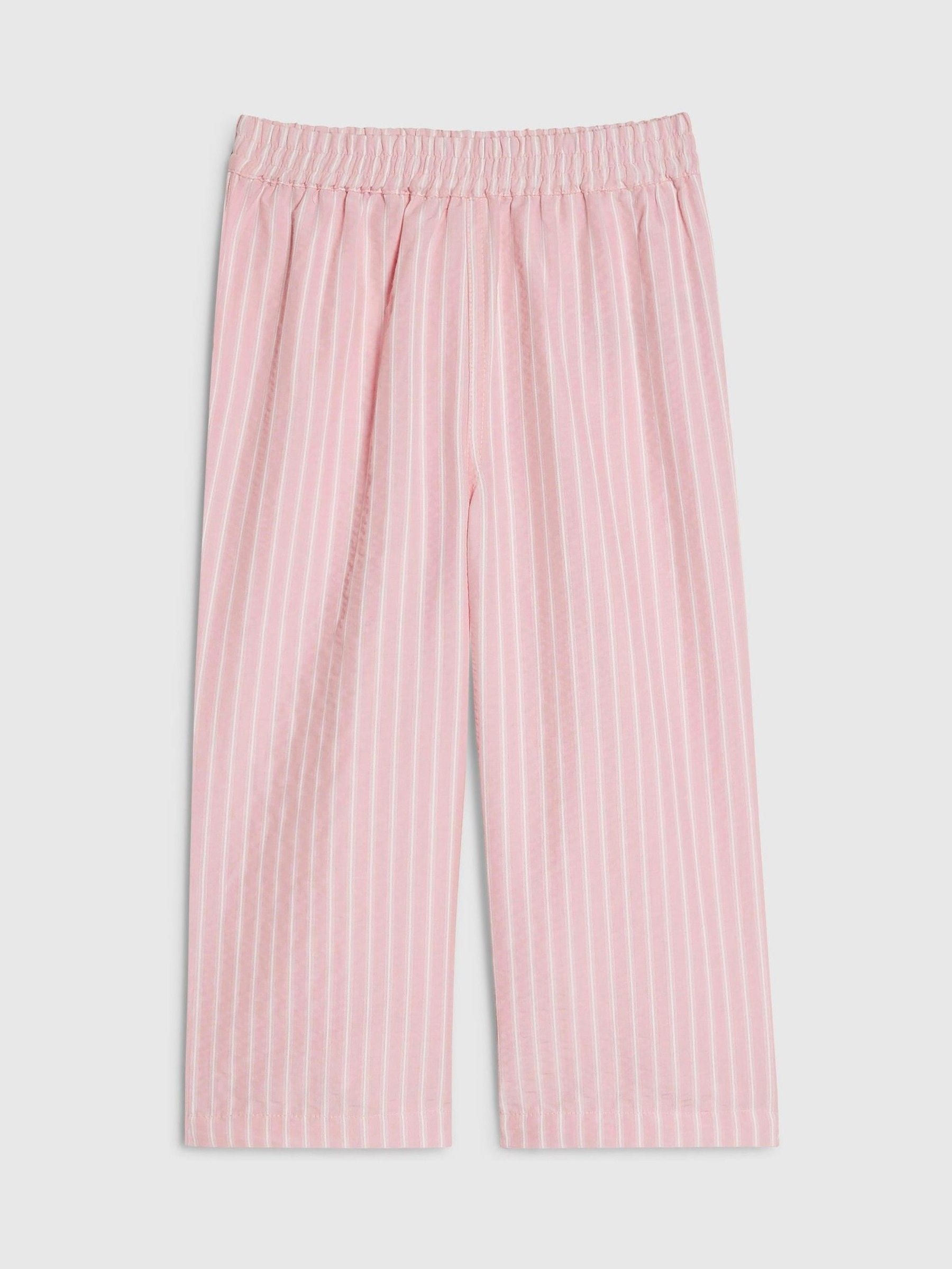 River Island Pink Stripe Denim Wide Leg Trousers image 1