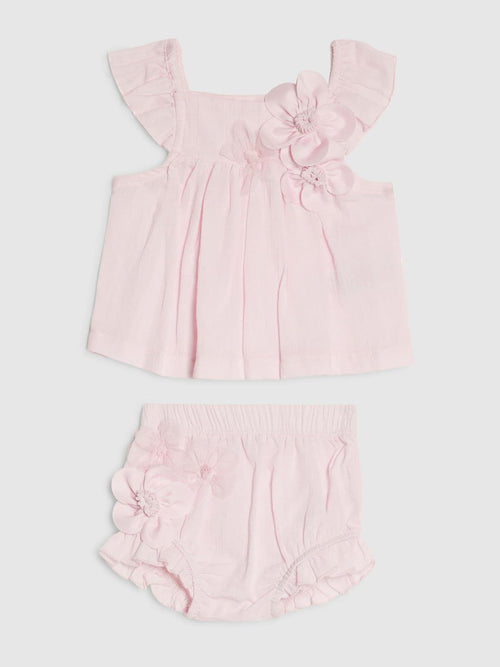 River Island Pink Flower Smock Top And Shorts Set image 1