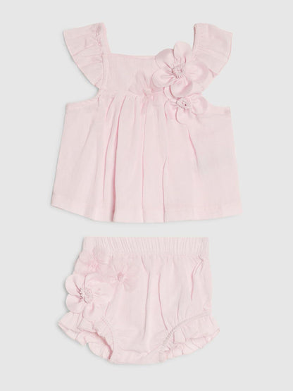 River Island Pink Flower Smock Top And Shorts Set image 1
