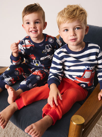 Navy Emergency Vehicles Cosy Fleece Pyjamas 2 Pack (12mths-8yrs) - image 2