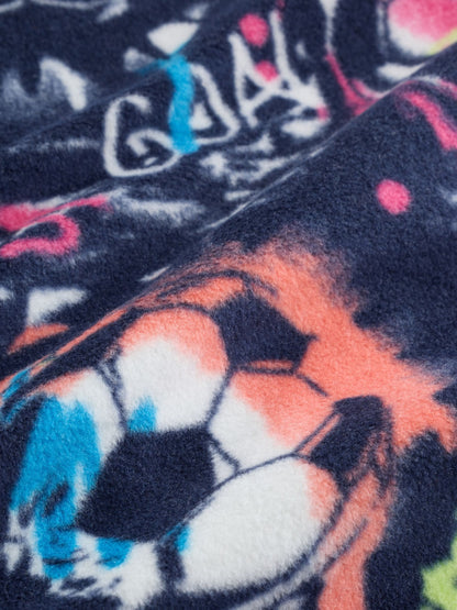 Multi Bright Football Grafitti Printed Cosy Fleece Pyjamas (3-16yrs) - image 3
