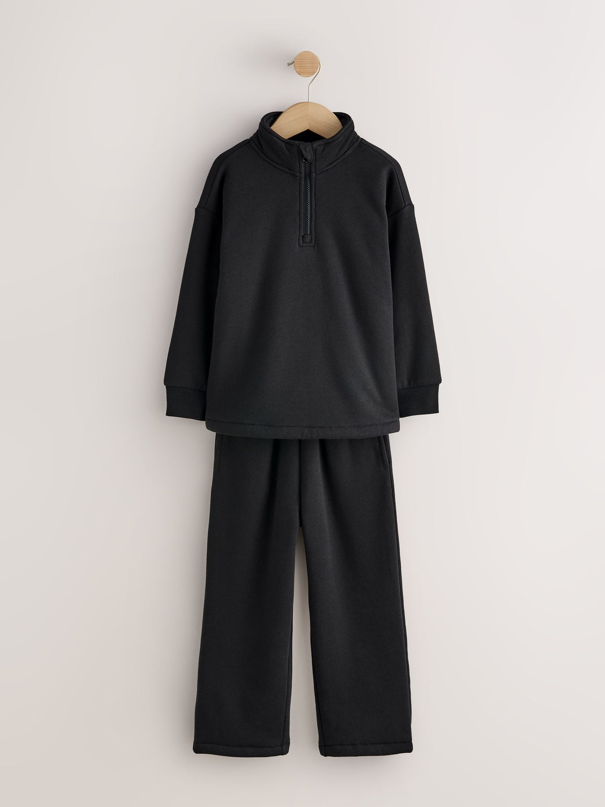 Black Zip Neck Lounge Joggers Set (3-16yrs) - image 1