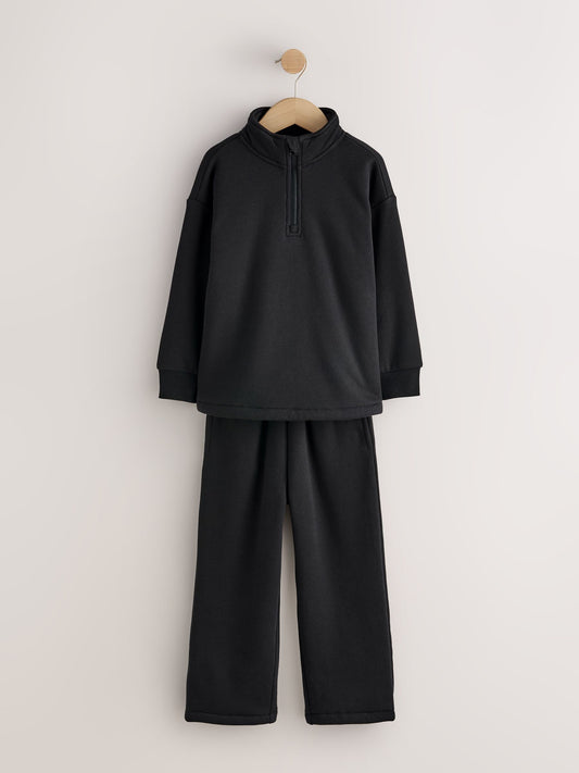 Black Zip Neck Lounge Joggers Set (3-16yrs) - image 1