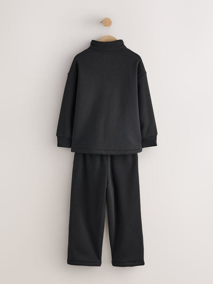 Black Zip Neck Lounge Joggers Set (3-16yrs) - image 2