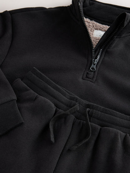 Black Zip Neck Lounge Joggers Set (3-16yrs) - image 3
