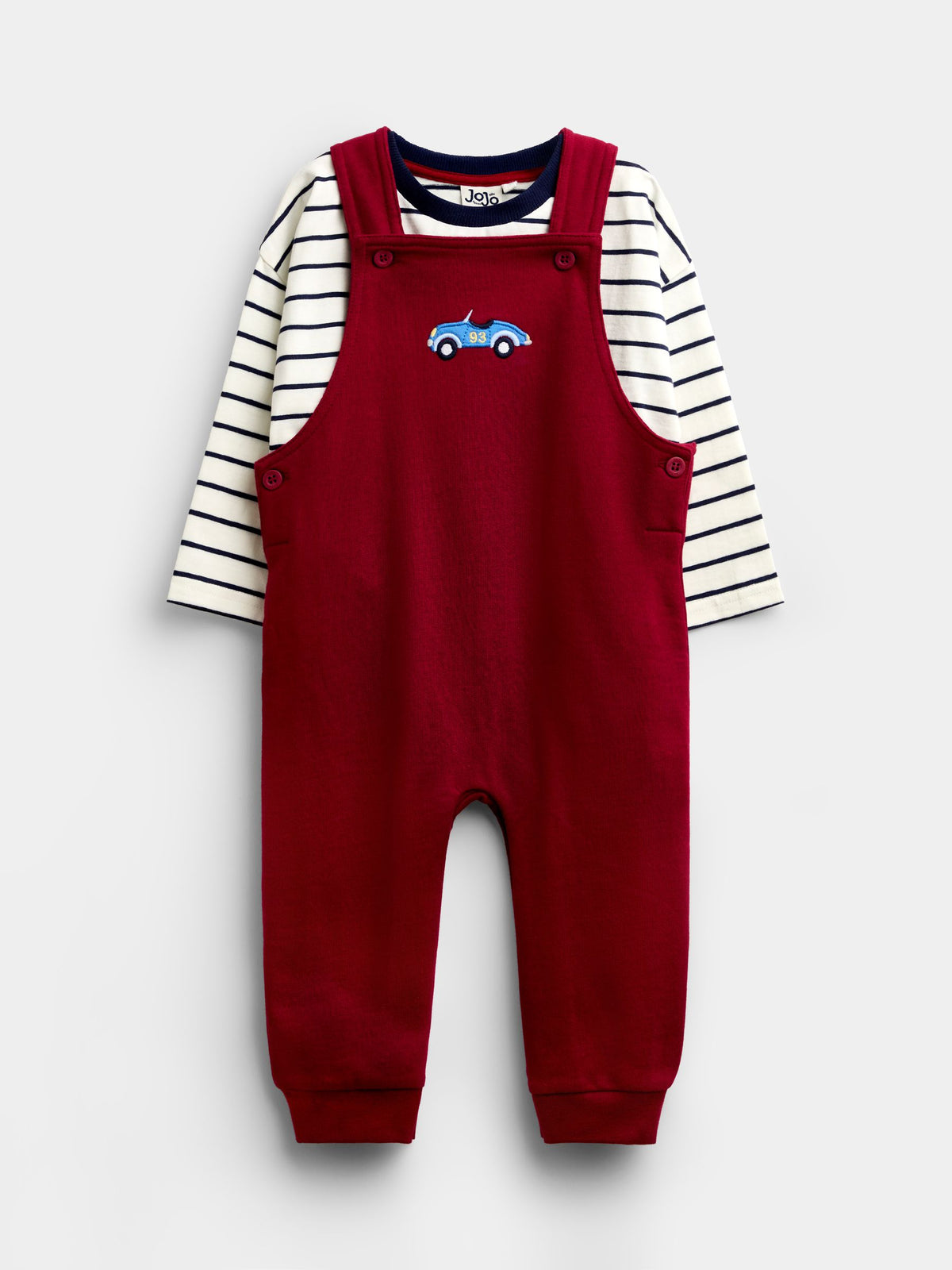 JoJo Maman Bébé Red Car 2-Piece Dungarees & Top Set - image 1
