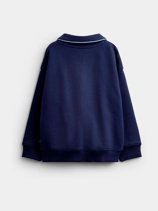 Dsiney Kidz - JoJo Maman Bébé Navy Blue Race Car Appliqué Half Zip Sweatshirt image 2