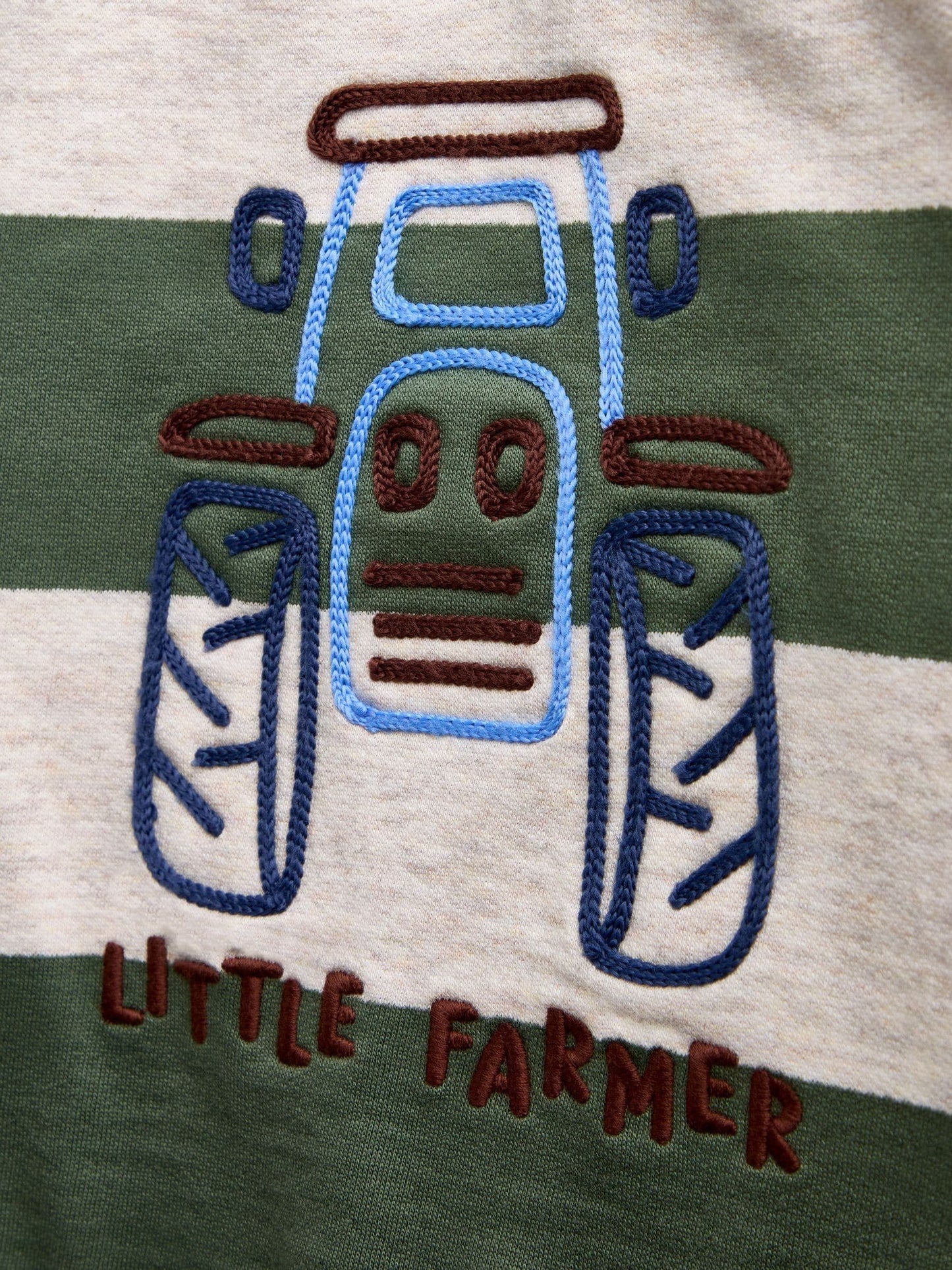 Dsiney Kidz - JoJo Maman Bébé Khaki Green Tractor Embroidered Half Zip Sweatshirt image 5