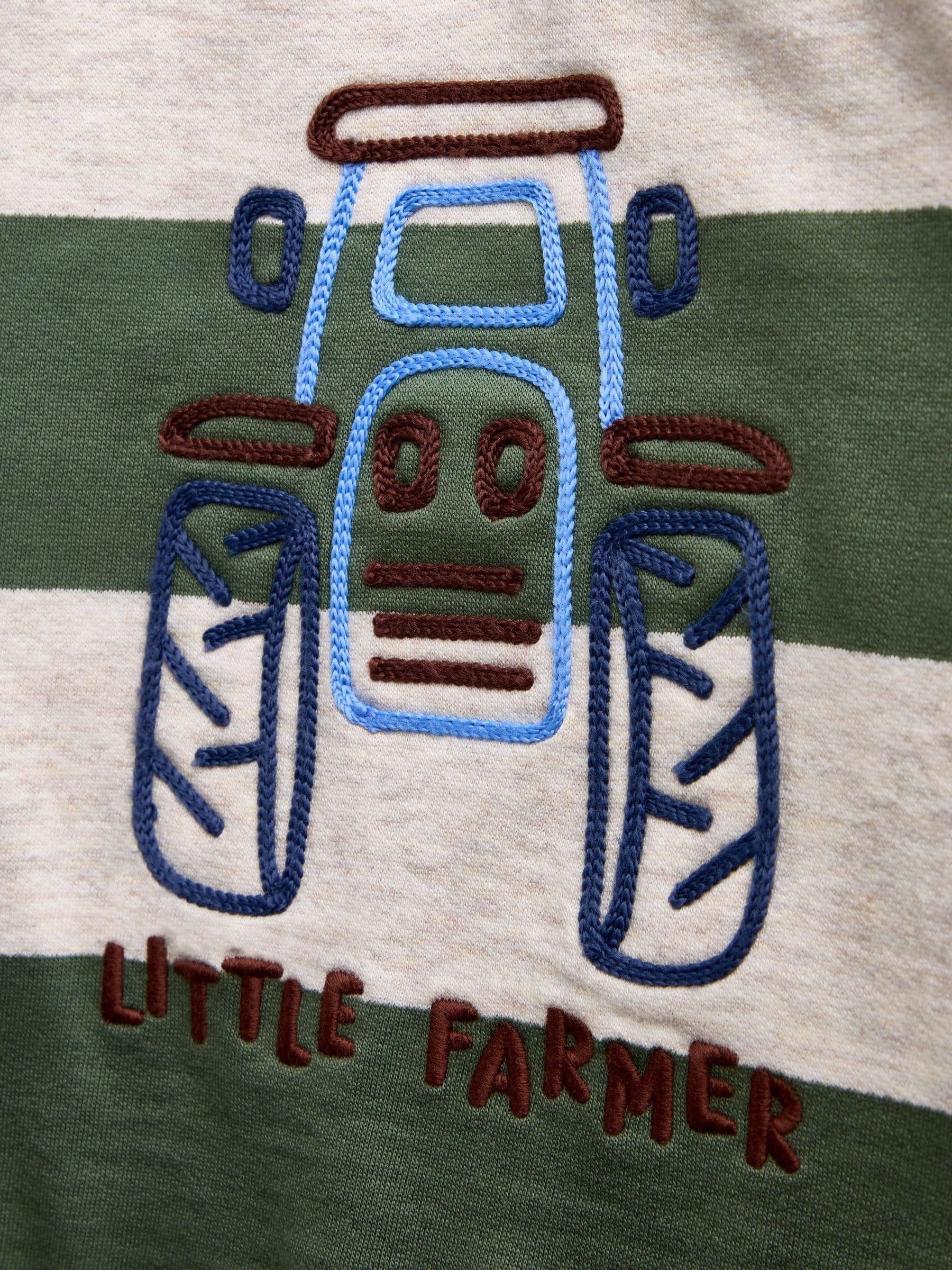 Dsiney Kidz - JoJo Maman Bébé Khaki Green Tractor Embroidered Half Zip Sweatshirt image 5