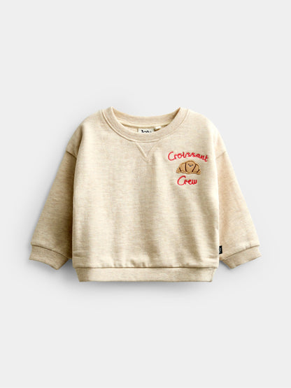 Dsiney Kidz - JoJo Maman Bébé Oatmeal Croissant Appliqué Sweatshirt & Jogger Set image 2