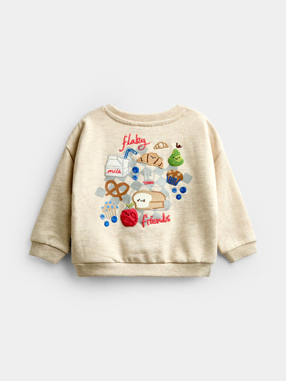 Dsiney Kidz - JoJo Maman Bébé Oatmeal Croissant Appliqué Sweatshirt & Jogger Set image 3