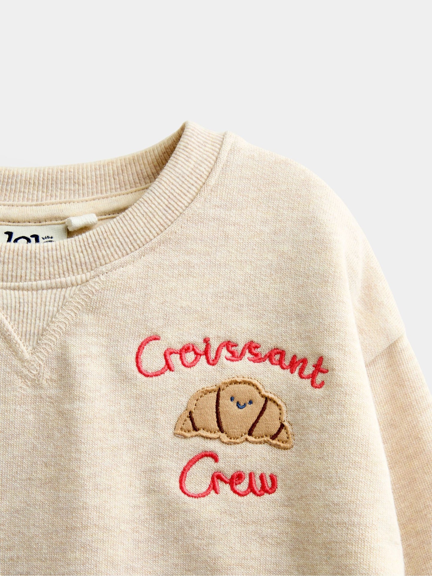 Dsiney Kidz - JoJo Maman Bébé Oatmeal Croissant Appliqué Sweatshirt & Jogger Set image 6
