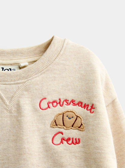 Dsiney Kidz - JoJo Maman Bébé Oatmeal Croissant Appliqué Sweatshirt & Jogger Set image 6