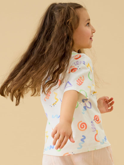 KIDLY by MORI Cream All Over Print Soft Cotton Oversized T-Shirt image 2