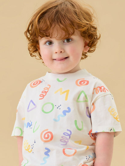 KIDLY by MORI Cream All Over Print Soft Cotton Oversized T-Shirt image 4