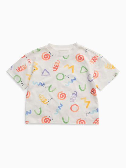 KIDLY by MORI Cream All Over Print Soft Cotton Oversized T-Shirt image 5