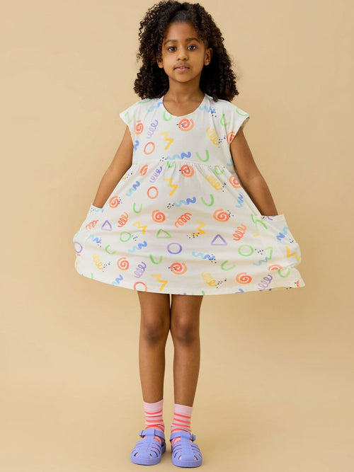 Dsiney Kidz - KIDLY by MORI Cream All Over Print Soft Cotton Jersey Dress image 1