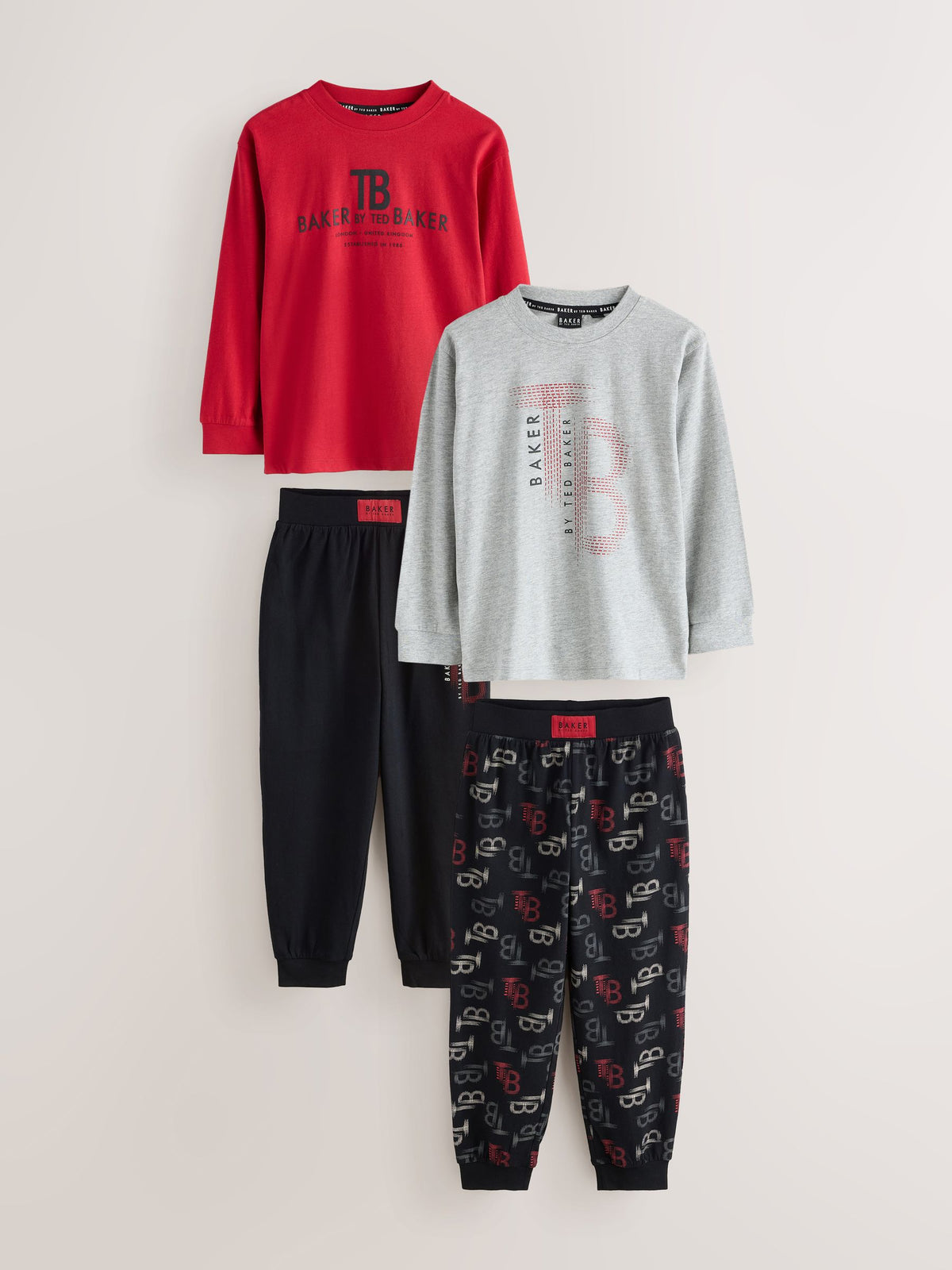 Baker by Ted Baker Red/Black/Grey Marl Long Sleeve Pyjamas 2 Pack - image 1