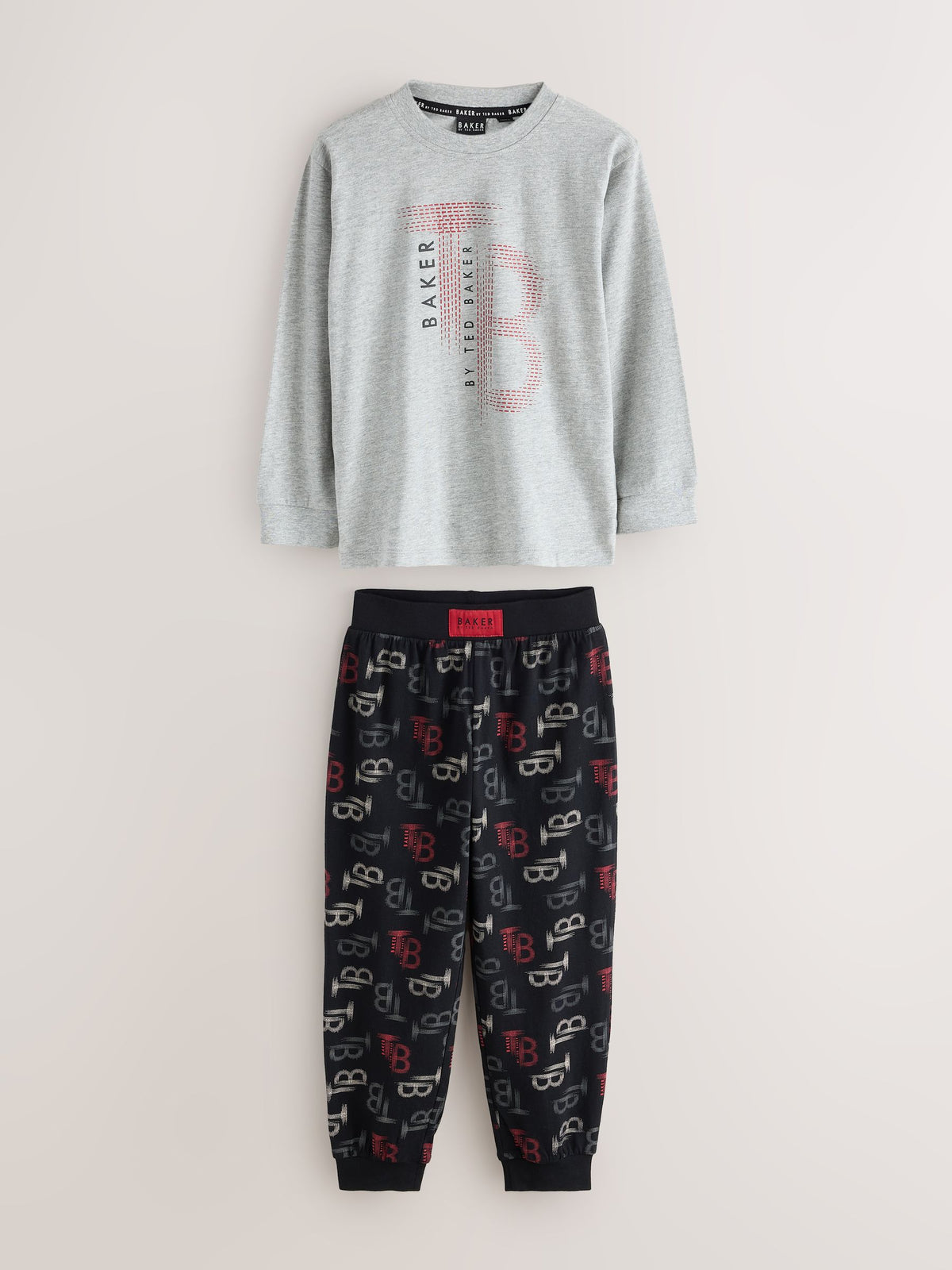 Baker by Ted Baker Red/Black/Grey Marl Long Sleeve Pyjamas 2 Pack - image 3