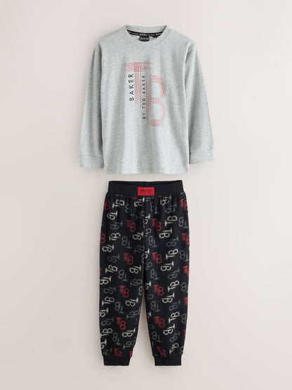 Baker by Ted Baker Red/Black/Grey Marl Long Sleeve Pyjamas 2 Pack - image 3