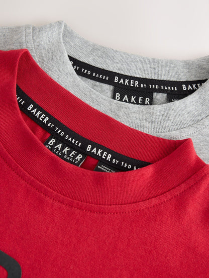 Baker by Ted Baker Red/Black/Grey Marl Long Sleeve Pyjamas 2 Pack - image 5