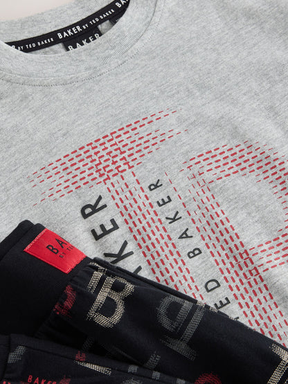 Baker by Ted Baker Red/Black/Grey Marl Long Sleeve Pyjamas 2 Pack - image 8