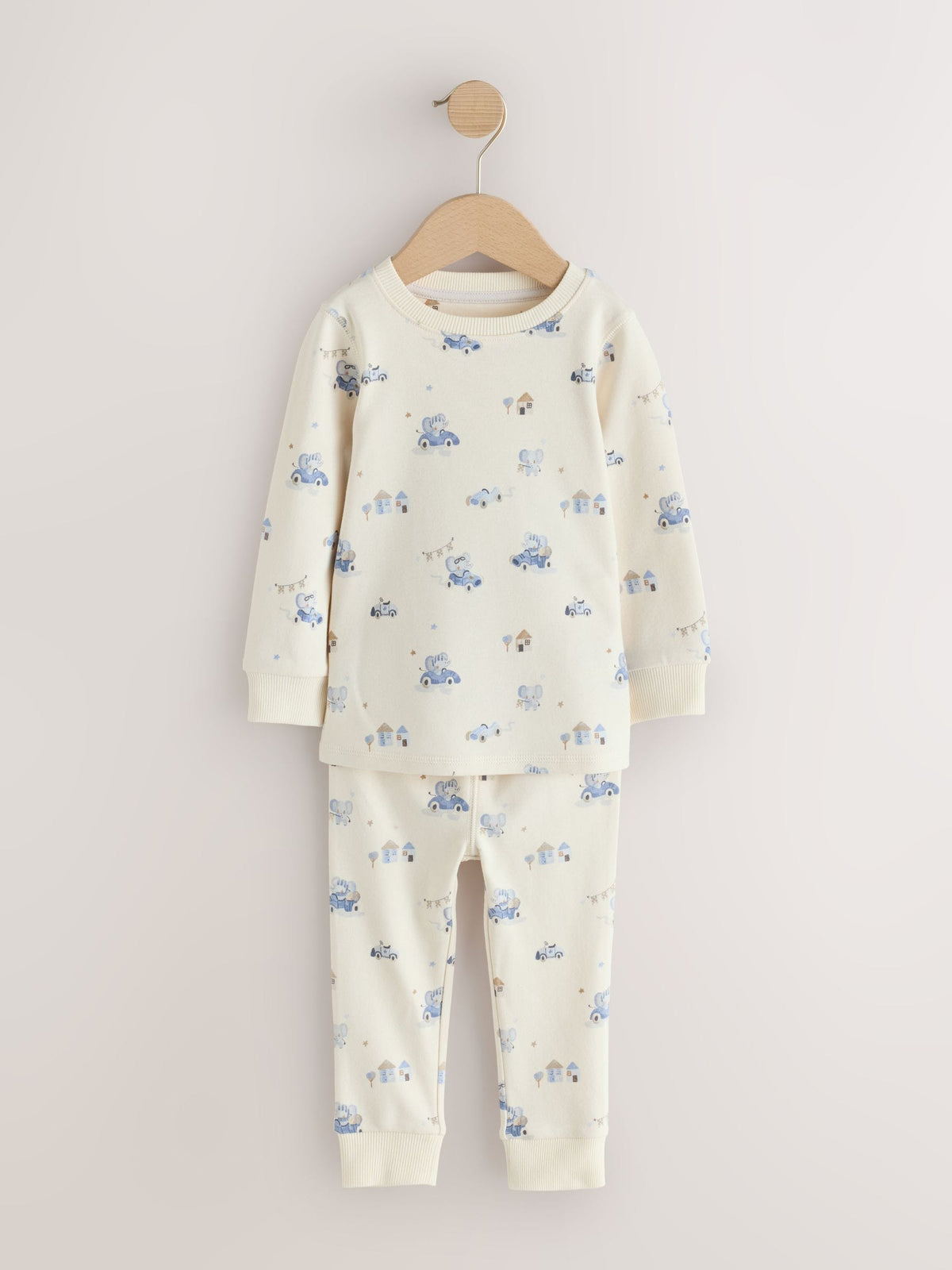 Blue/White Elephant Snuggle Pyjamas 3 Pack (9mths-10yrs) - image 3