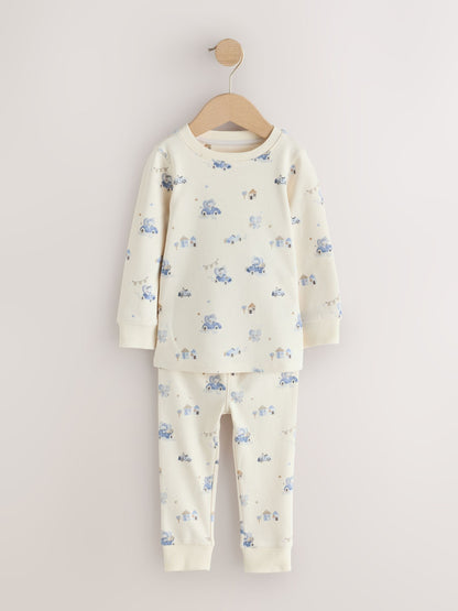 Blue/White Elephant Snuggle Pyjamas 3 Pack (9mths-10yrs) - image 3