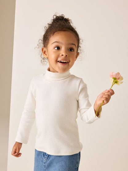 Cream Long Sleeve Roll Neck Top (3mths-7yrs) - image 1