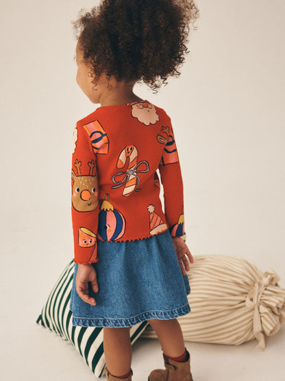 Christmas Red Long Sleeve Ribbed Top (3mths-7yrs) - image 3