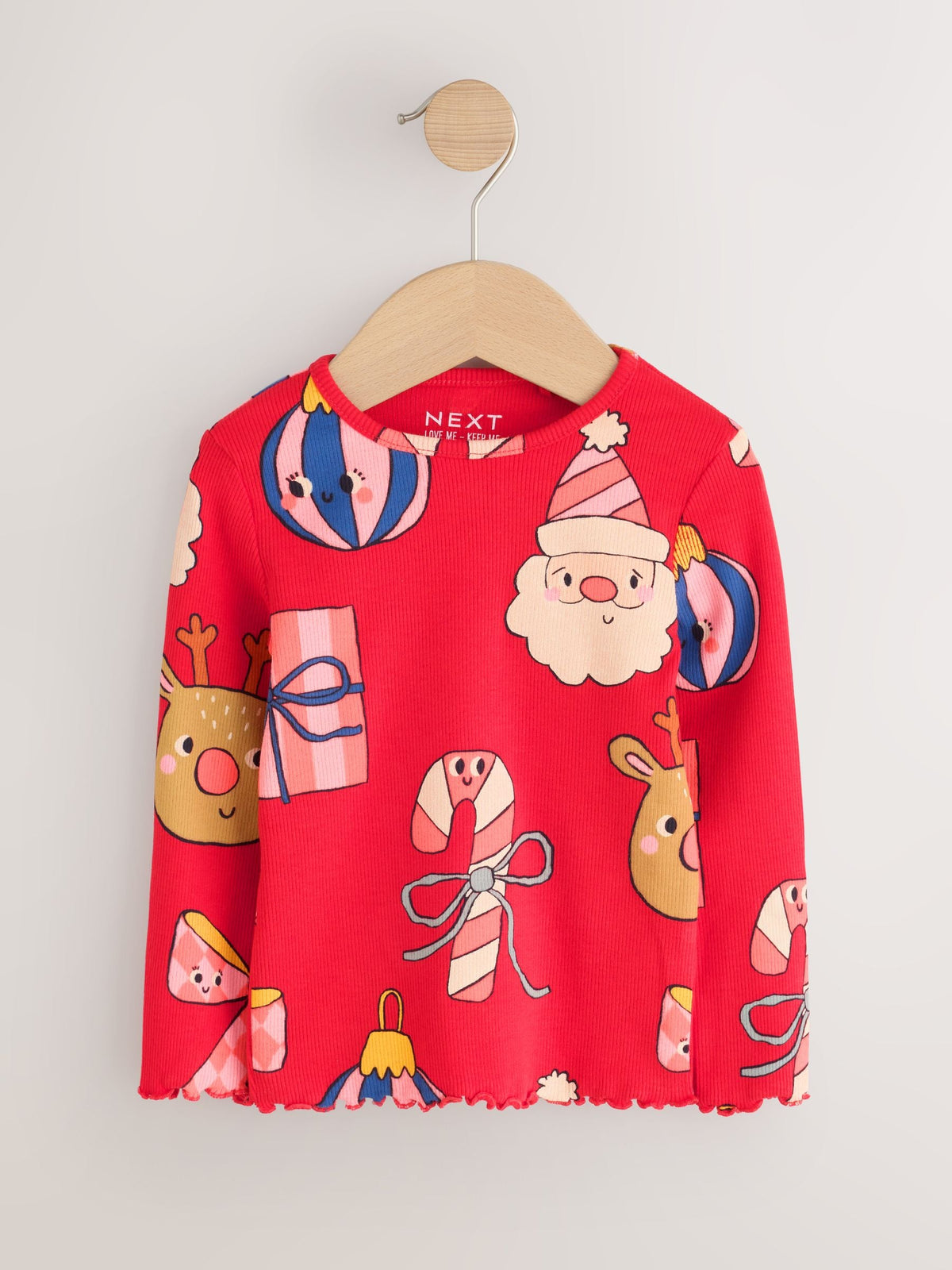 Christmas Red Long Sleeve Ribbed Top (3mths-7yrs) - image 4