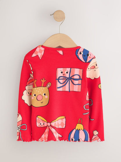 Christmas Red Long Sleeve Ribbed Top (3mths-7yrs) - image 5