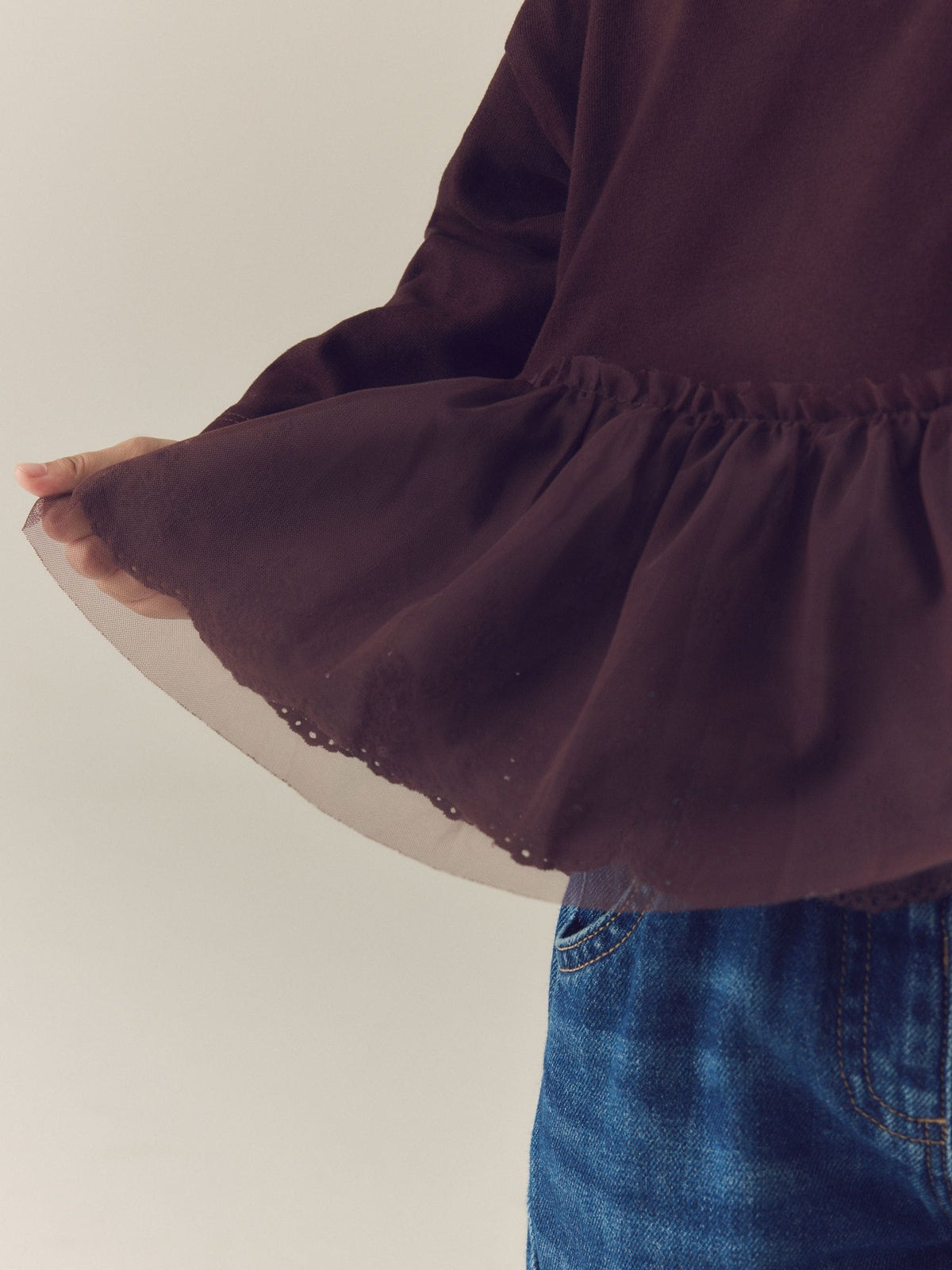 Brown Long Sleeve Mesh Hem Top (3mths-7yrs) - image 3